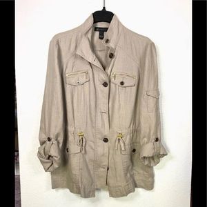 NWT INC Int'l 100% LINEN SAFARI JACKET